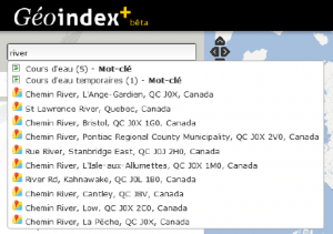Geoindex: Semantische Suche nach "river" in englisch und französisch